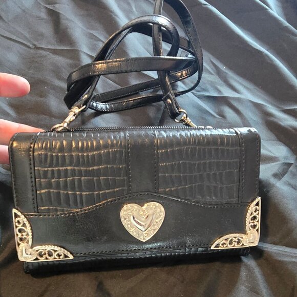 LANGDON LEATHER Black Leather Crossbody Wallet Purse NWOT - Picture 5 of 11